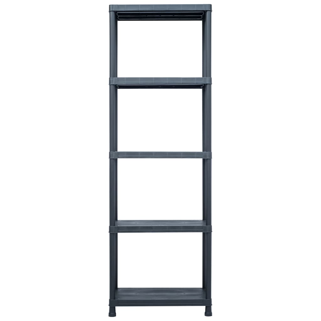 vidaXL Storage Shelf Racks 2 pcs Black 275.6 lb 23.6"x11.8"x70.9" Plastic