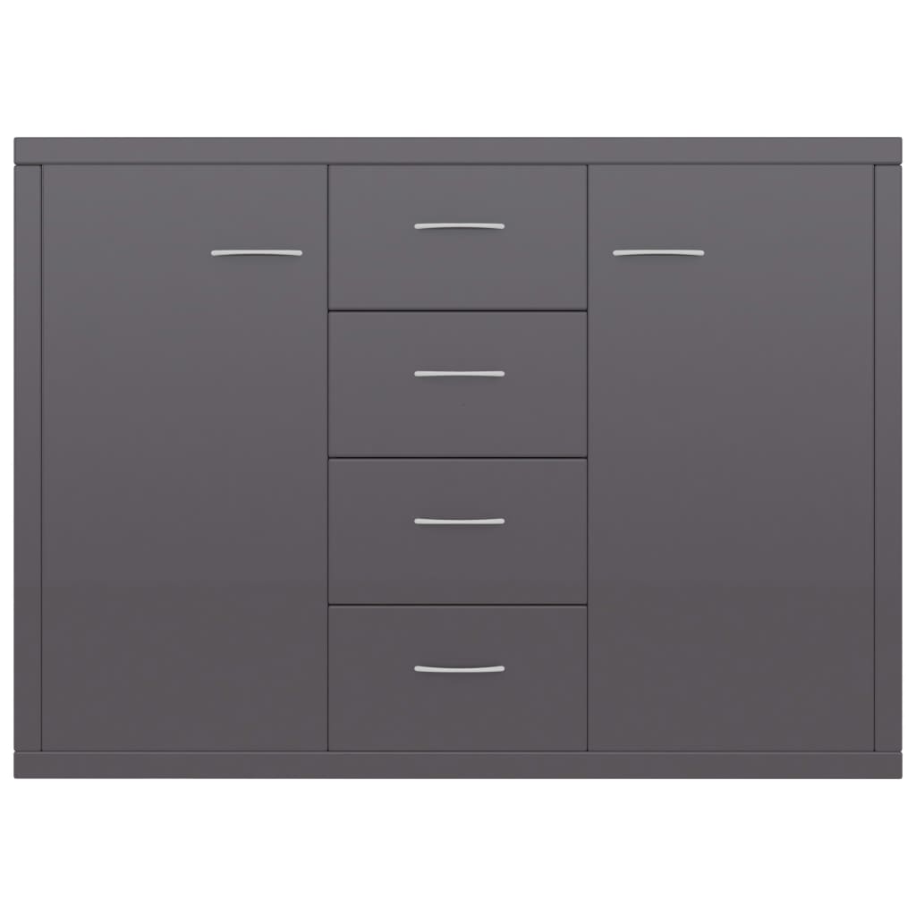 vidaXL Sideboard High Gloss Gray 34.6" x 11.8" x 25.6" Engineered Wood