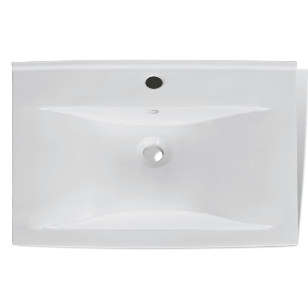 vidaXL Luxury Ceramic Basin with Faucet Hole 23.6"x18.1" White