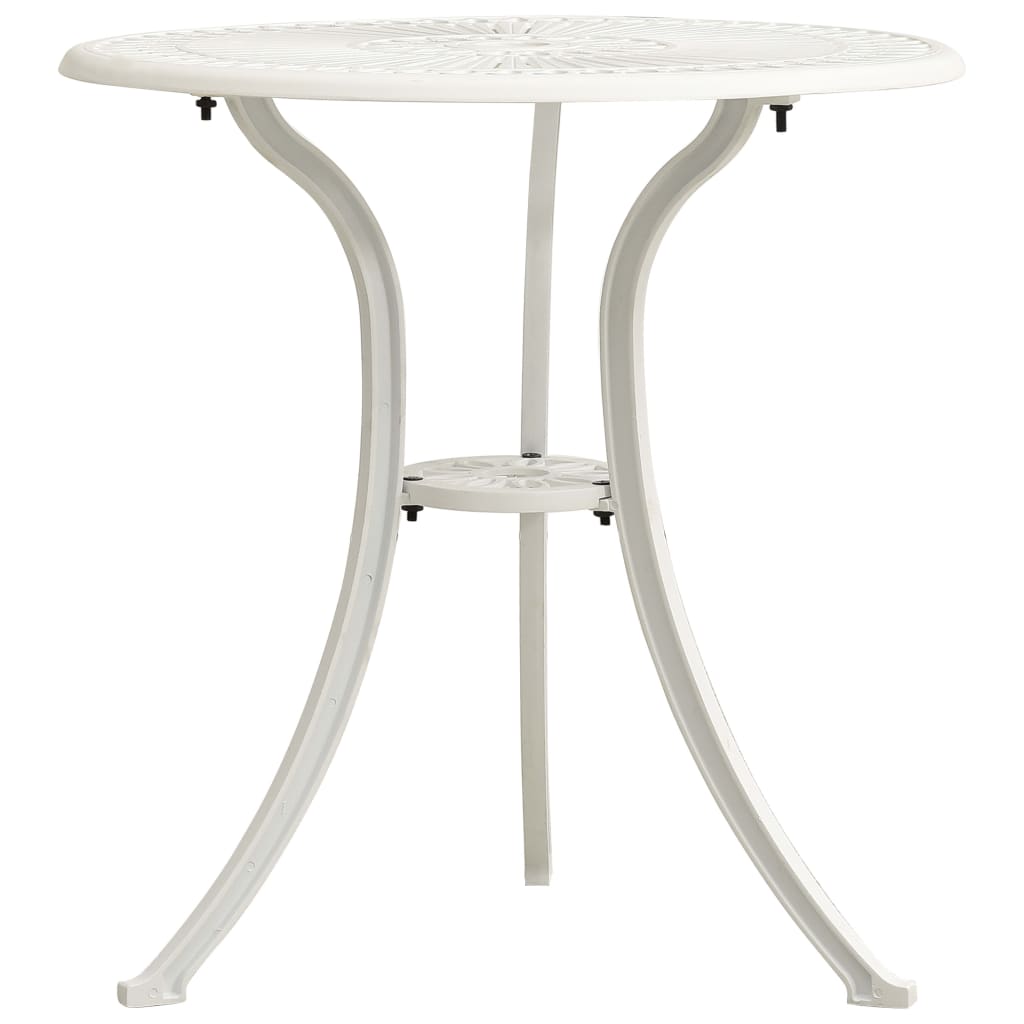 vidaXL Patio Table White 24.4"x24.4"x25.6" Cast Aluminum