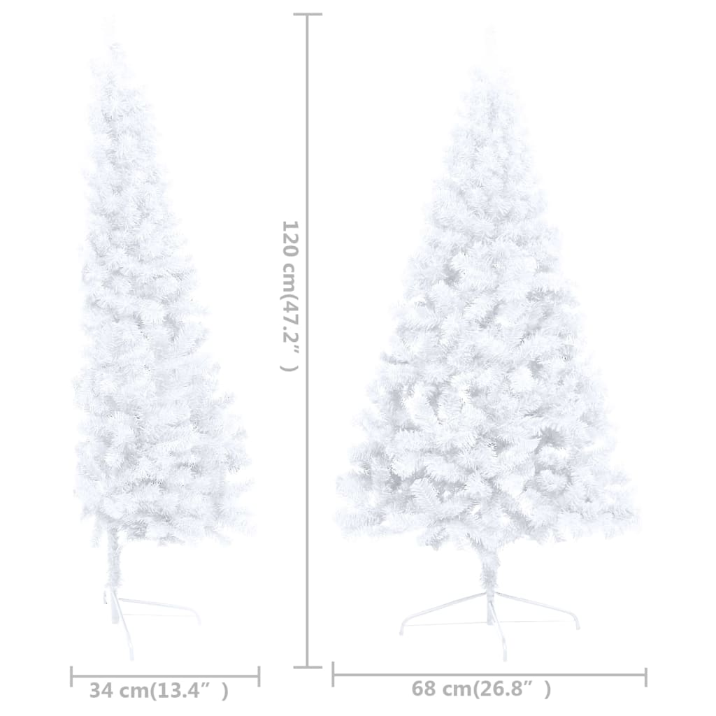 vidaXL Artificial Half Christmas Tree with LED&Stand White 47.2" PVC