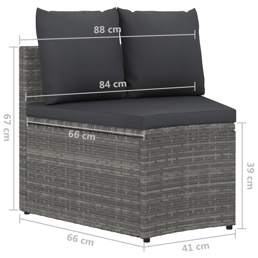vidaXL 8 Piece Patio Sofa Set with Cushions Poly Rattan Gray