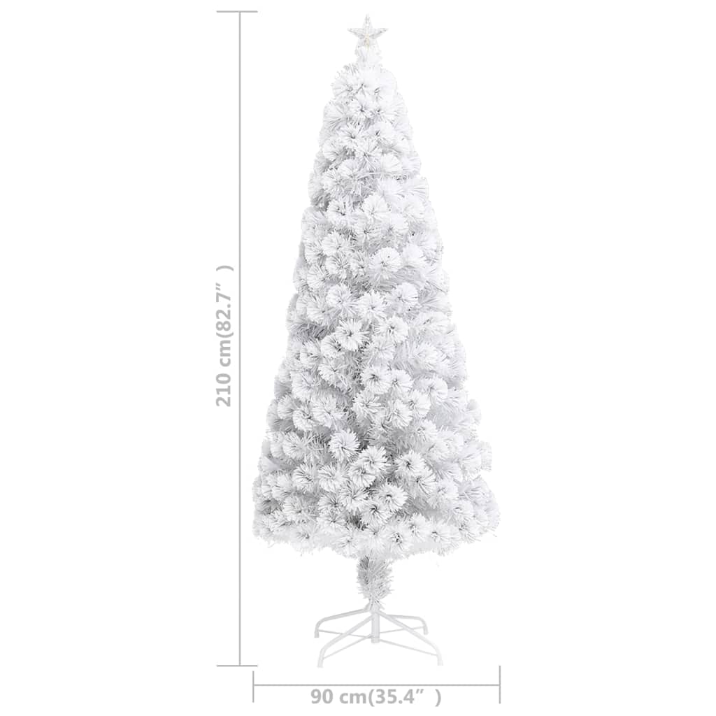 vidaXL Artificial Pre-lit Christmas Tree White 7 ft Fiber Optic