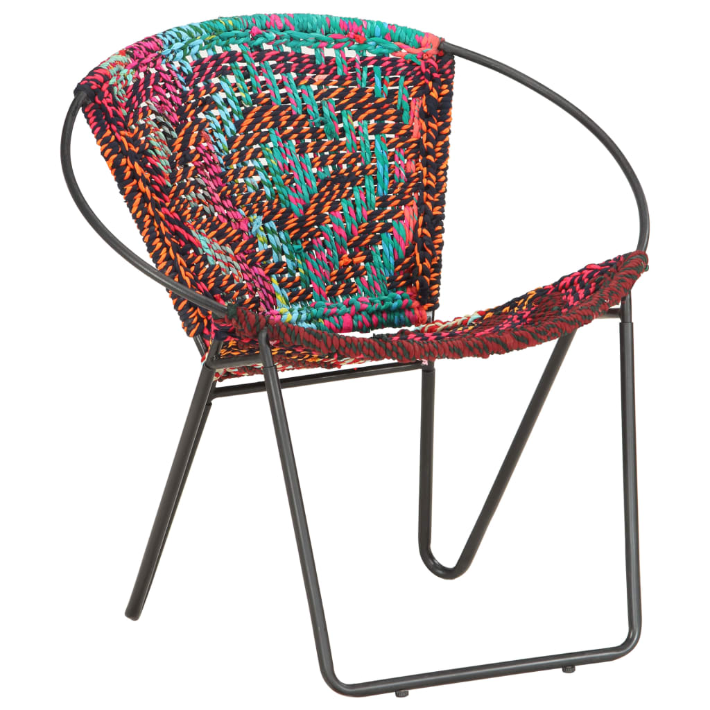 vidaXL Circle Chair Multicolors Chindi Fabric