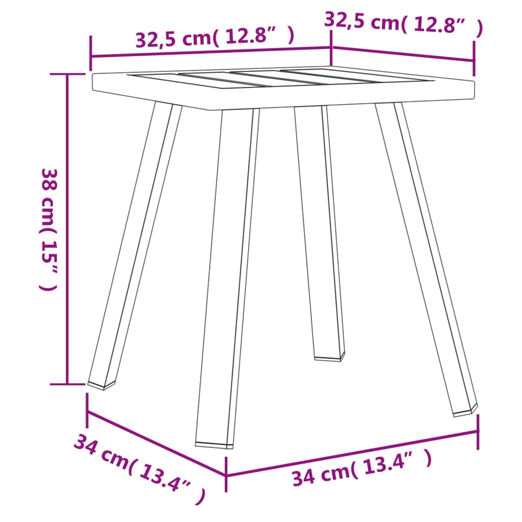 vidaXL Patio Table Anthracite 13.4"x13.4"x15" Steel