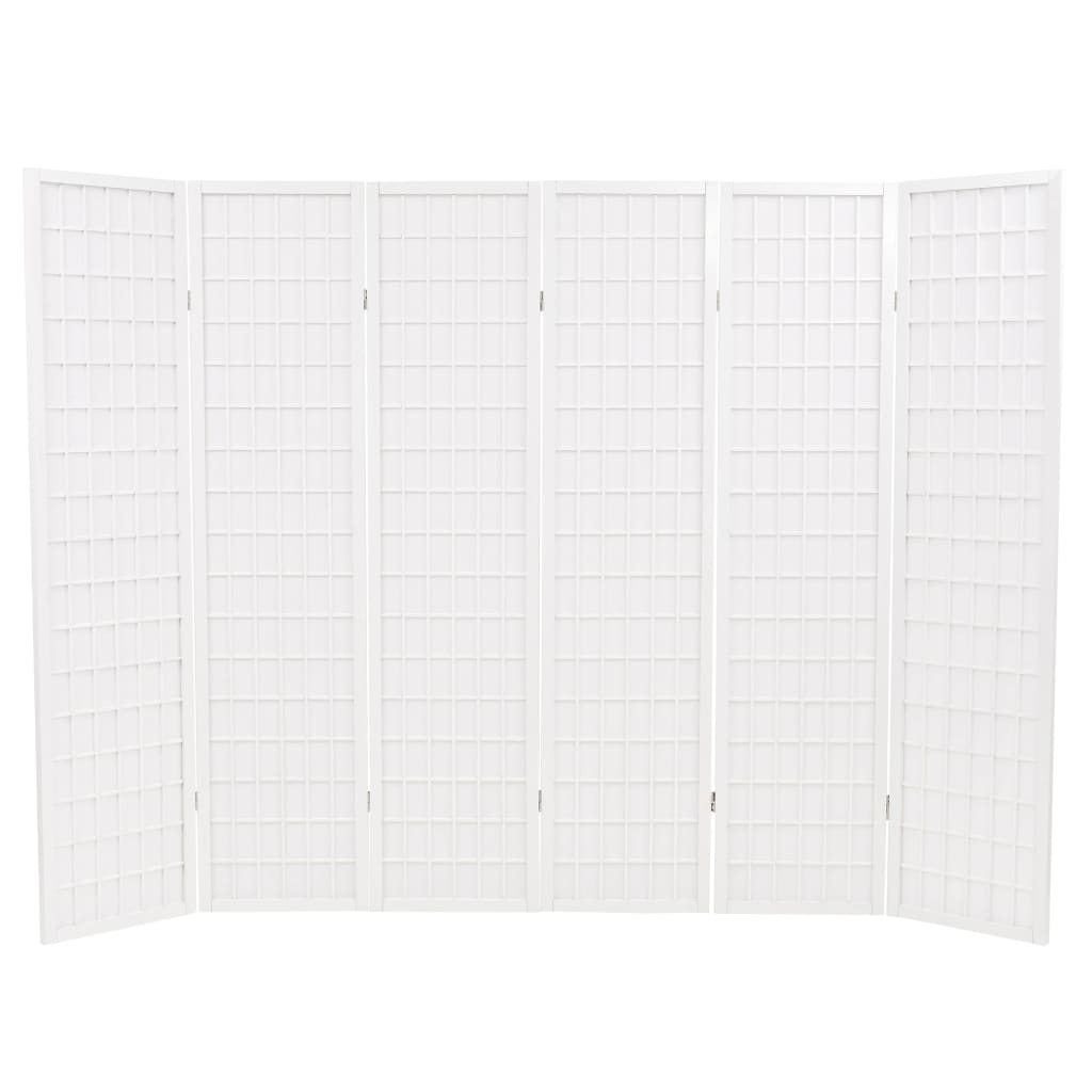 vidaXL Folding 6-Panel Room Divider Japanese Style 94.5"x66.9" White