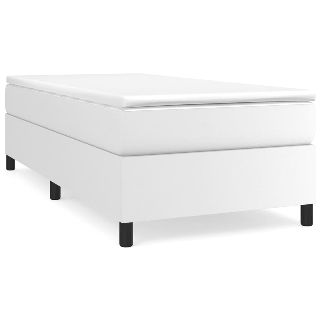 vidaXL Box Spring Bed with Mattress White 39.4"x74.8" Twin Faux Leather