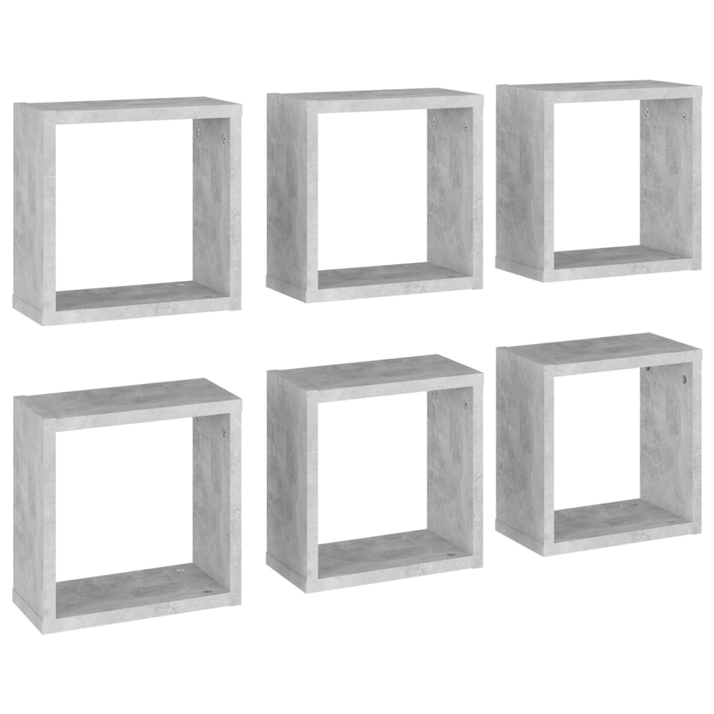 vidaXL Wall Cube Shelves 6 pcs Concrete Gray 11.8"x5.9"x11.8"