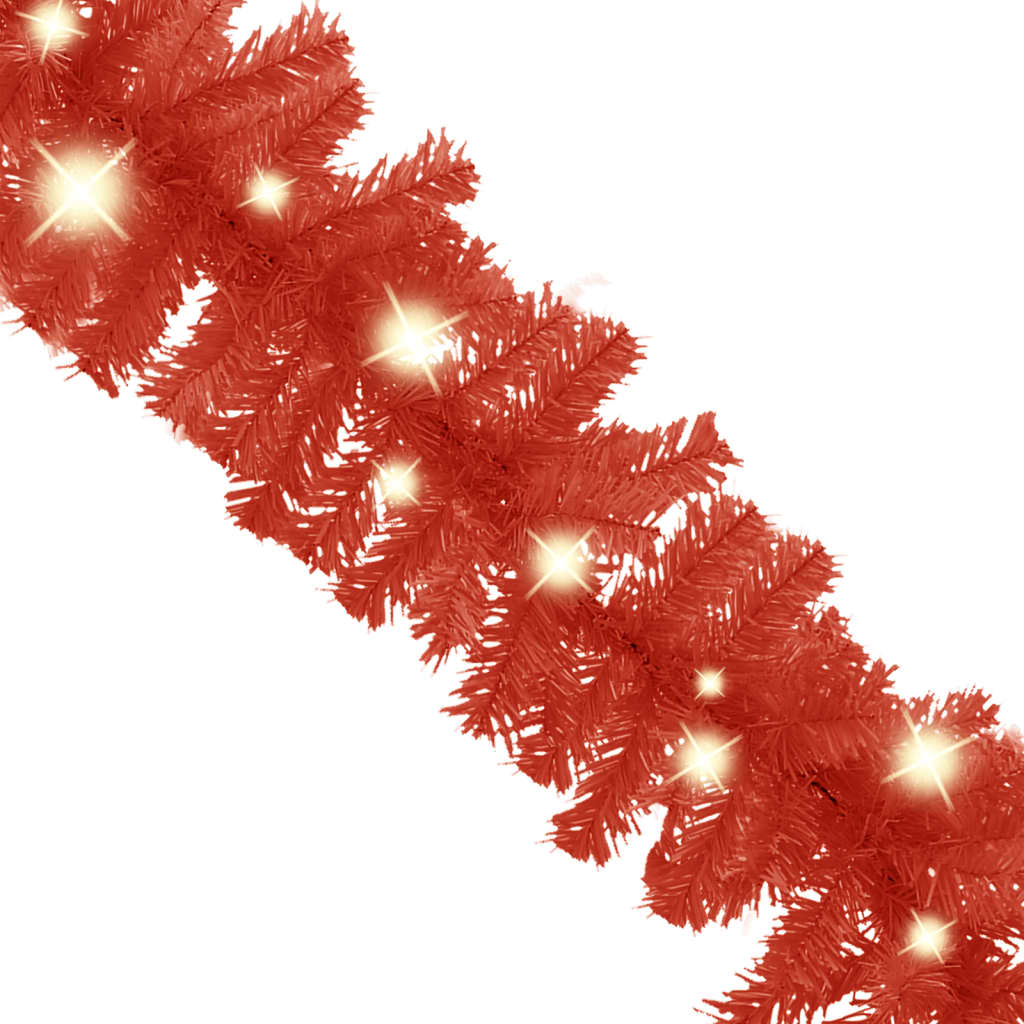 vidaXL Christmas Garland with LED Lights 16 ft Red