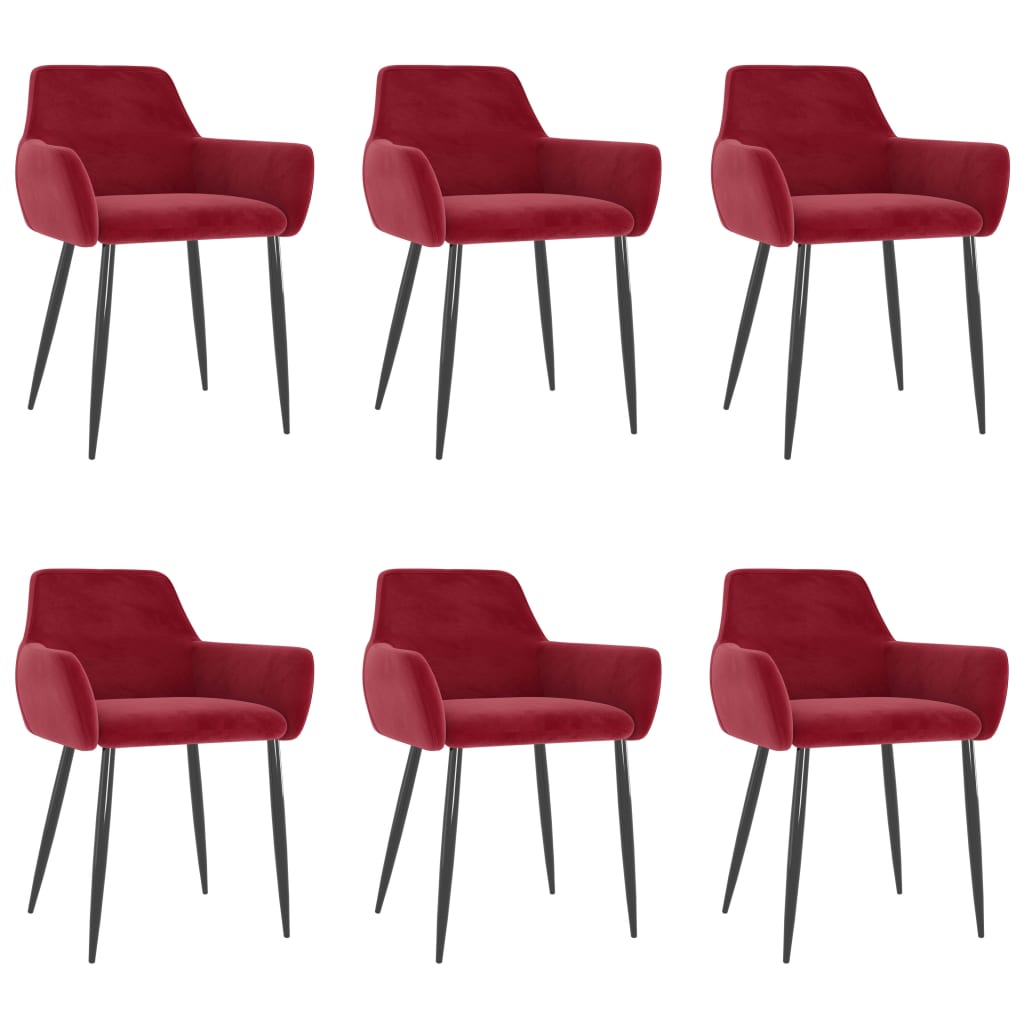 vidaXL Dining Chairs 6 pcs Wine Red Velvet