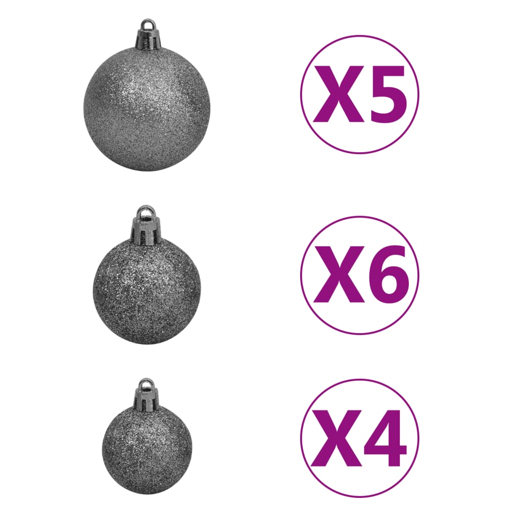 vidaXL Slim Pre-lit Christmas Tree with Ball Set Silver 70.9"