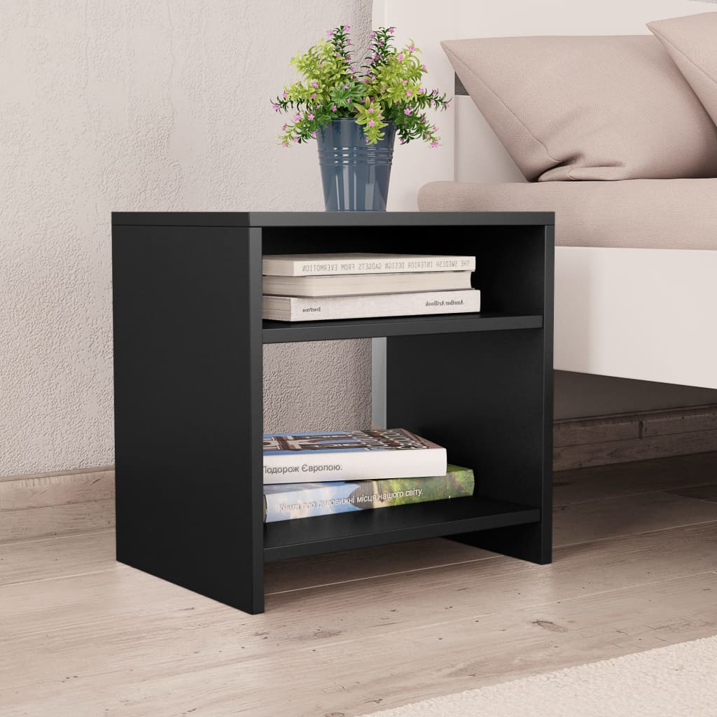 vidaXL Bedside Cabinets 2 pcs Black 15.7"x11.8"x15.7" Engineered Wood