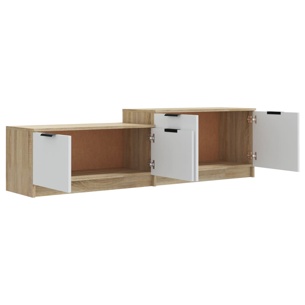 vidaXL TV Stand White and Sonoma Oak 62.4"x14.2"x17.7" Engineered Wood