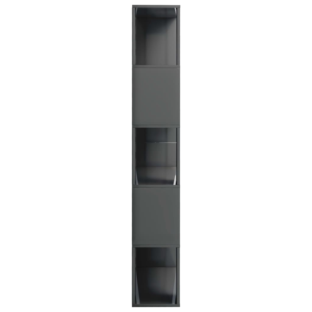 vidaXL Book Cabinet/Room Divider High Gloss Gray 31.5"x9.4"x62.6"