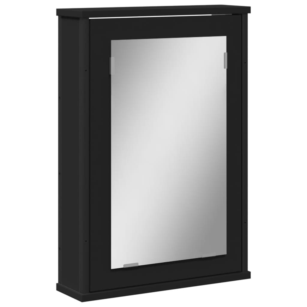vidaXL Bathroom Mirror Cabinet Black 16.5"x4.7"x23.6" Engineered Wood ...