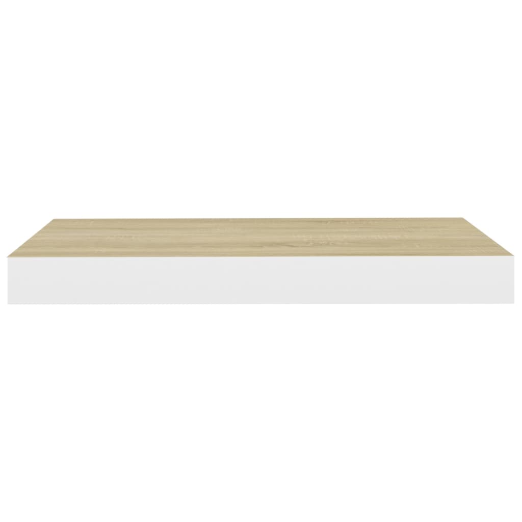 vidaXL Floating Wall Shelf Oak and White 15.7"x9.1"x1.5" MDF