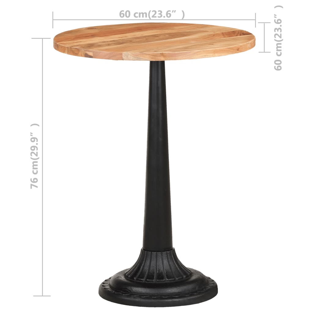 vidaXL Bistro Table Ø23.6"x29.9" Solid Acacia Wood