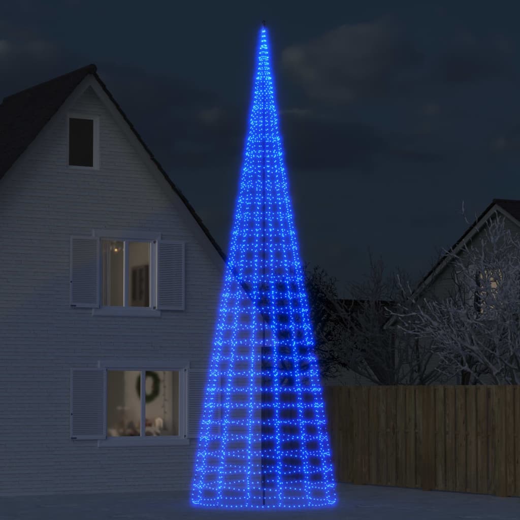 vidaXL Christmas Tree Light on Flagpole 3000 LEDs Blue 315"