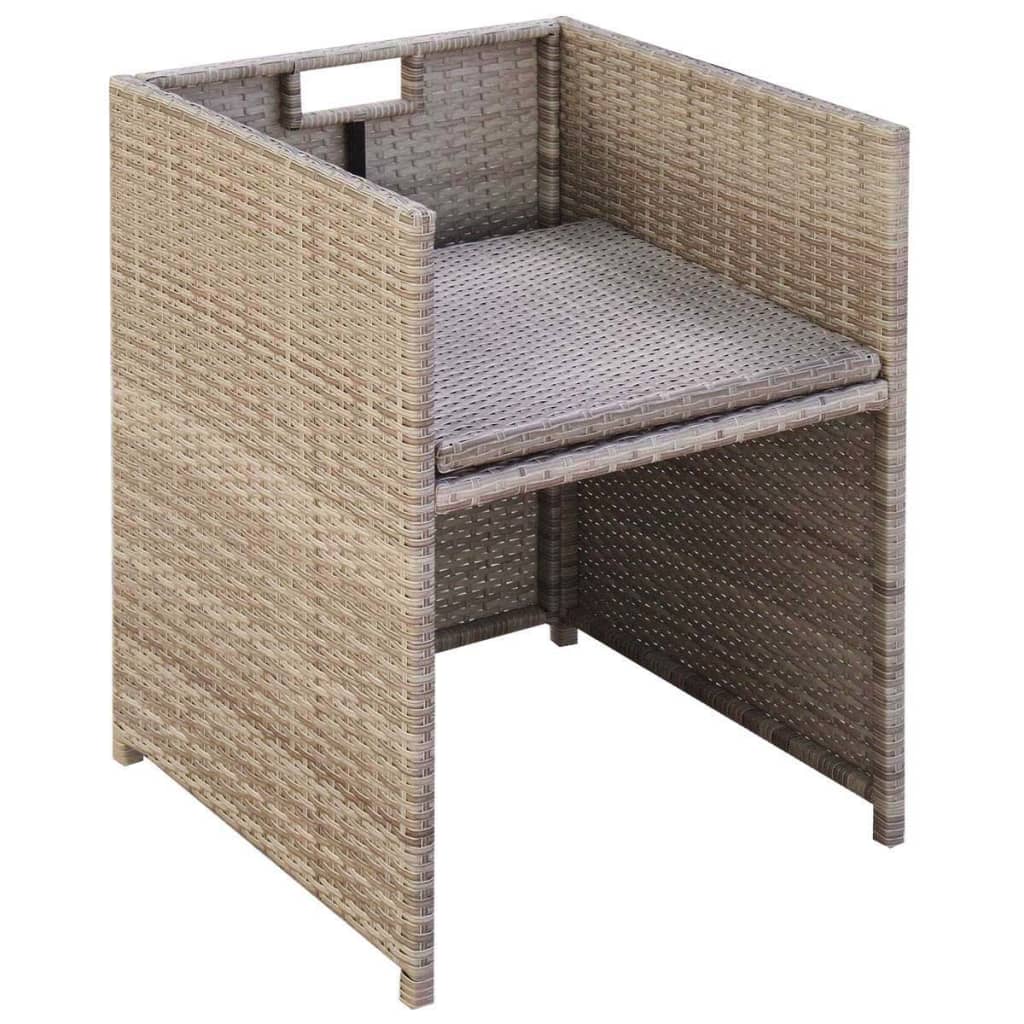 vidaXL Patio Chairs 2 pcs with Cushions and Pillows Poly Rattan Beige