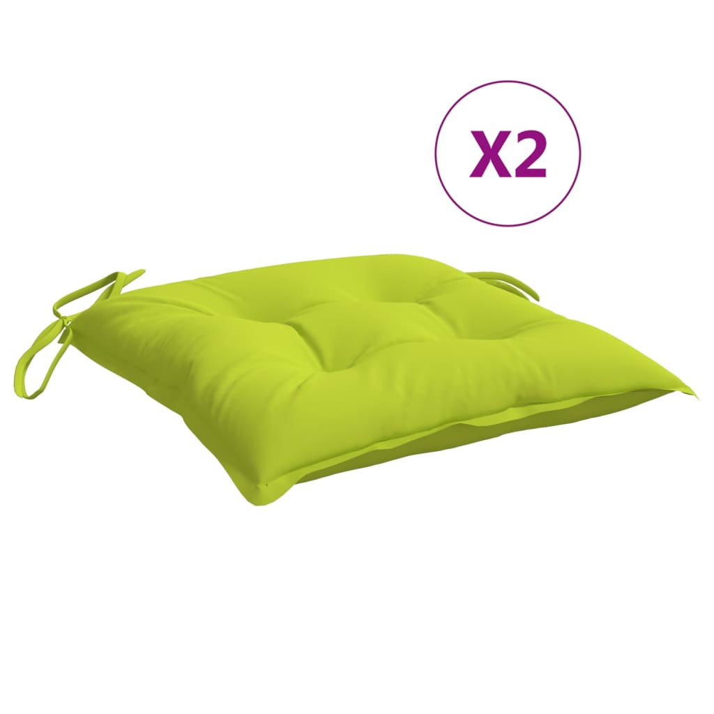 vidaXL Chair Cushions 2 pcs Bright Green 15.7"x15.7"x2.8" Fabric
