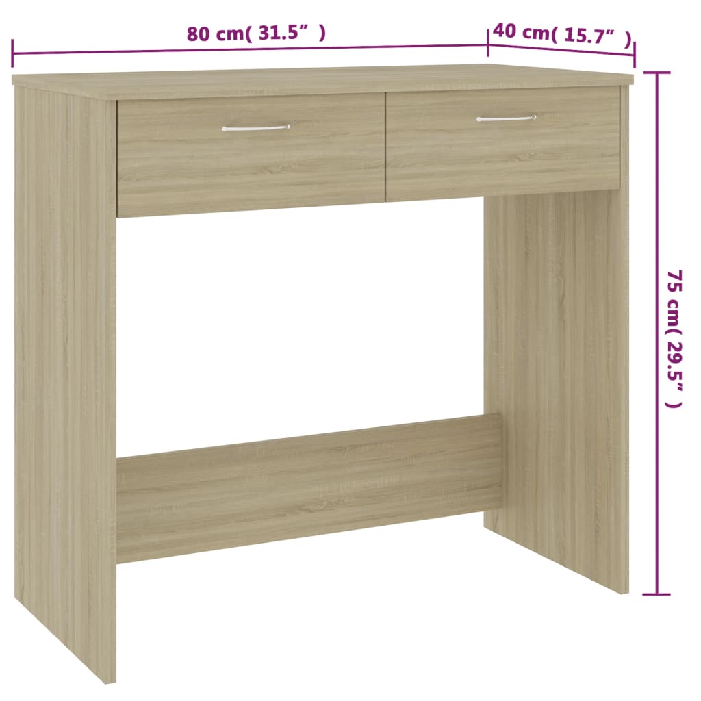 vidaXL Desk Sonoma Oak 31.5"x15.7"x29.5" Engineered Wood