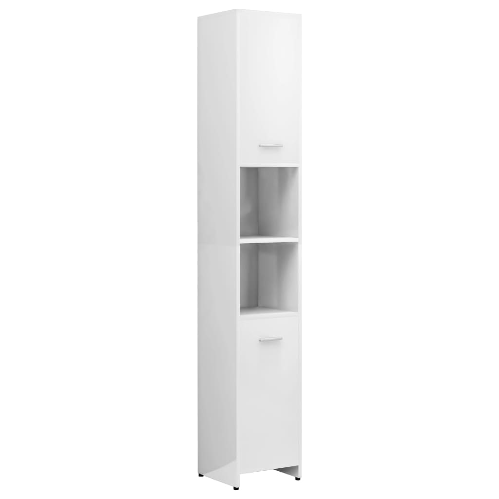 vidaXL Bathroom Cabinet High Gloss White 11.8"x11.8"x72.2" Engineered Wood
