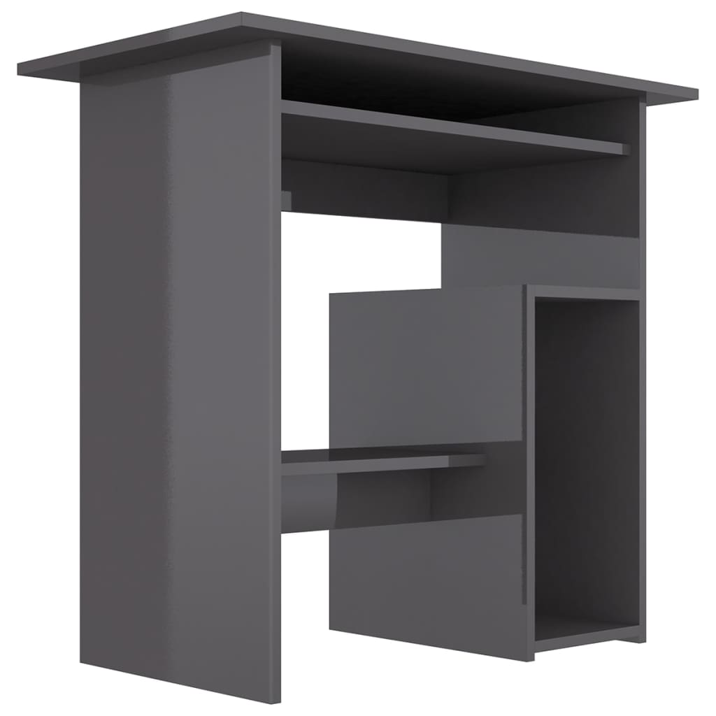 vidaXL Desk High Gloss Gray 31.5"x17.7"x29.1" Engineered Wood