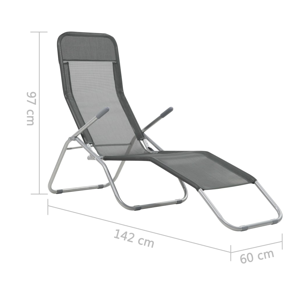 vidaXL Folding Sun Loungers 2 pcs Textilene Anthracite