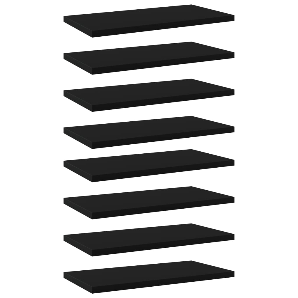 vidaXL Bookshelf Boards 8 pcs Black 15.7"x7.9"x0.6" Engineered Wood
