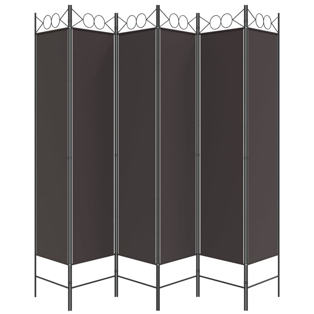 vidaXL 6-Panel Room Divider Brown 94.5"x78.7" Fabric
