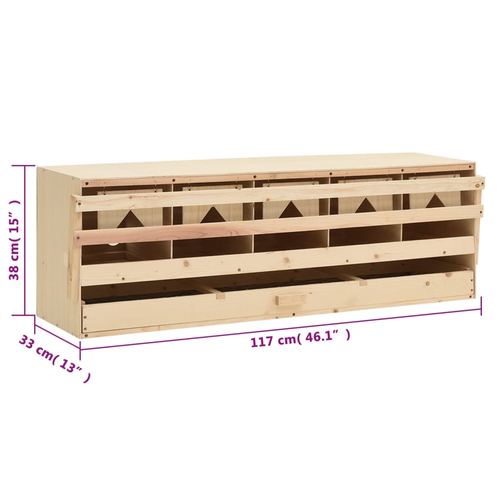 vidaXL Chicken Laying Nest 5 Compartments 46.1"x13"x15" Solid Pine Wood