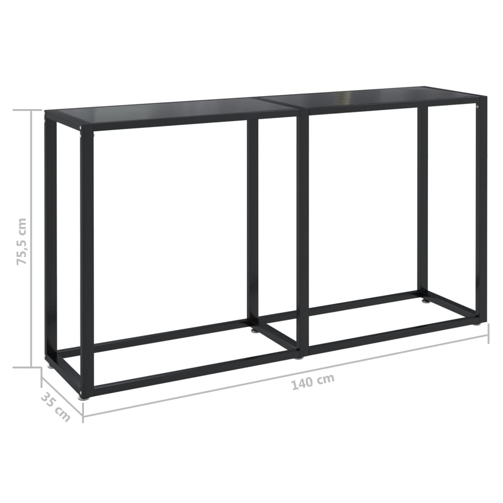 vidaXL Console Table Black 55.1"x13.8"x29.7" Tempered Glass