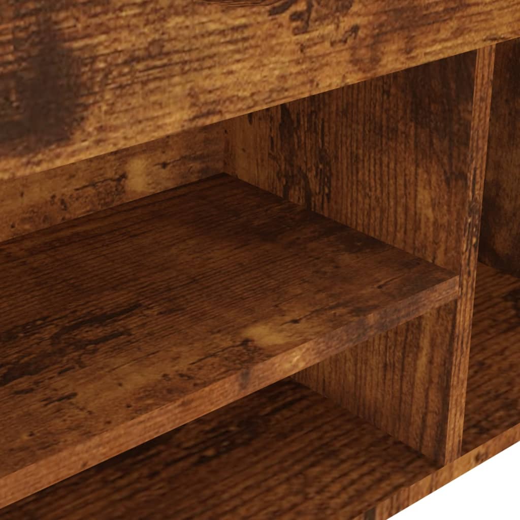 vidaXL Shoe Bench with Cushion Smoked Oak 40.9"x11.8"x19.3" Engineered Wood