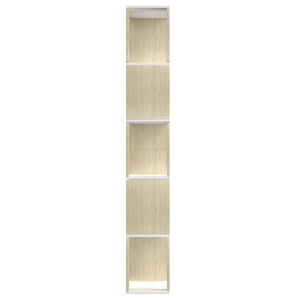 vidaXL Book Cabinet/Room Divider White and Sonoma Oak 31.5"x9.4"x62.6"