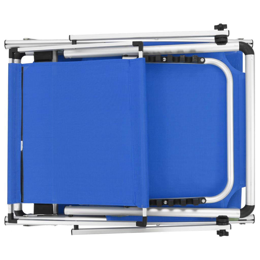 vidaXL Folding Sun Lounger with Roof Aluminum and Textilene Blue