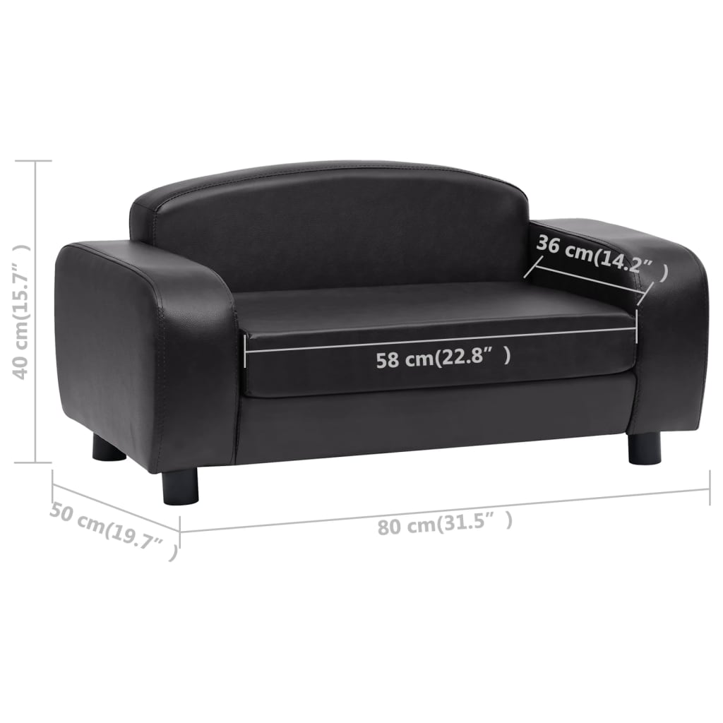 vidaXL Dog Sofa Black 31.5"x19.7"x15.7" Faux Leather