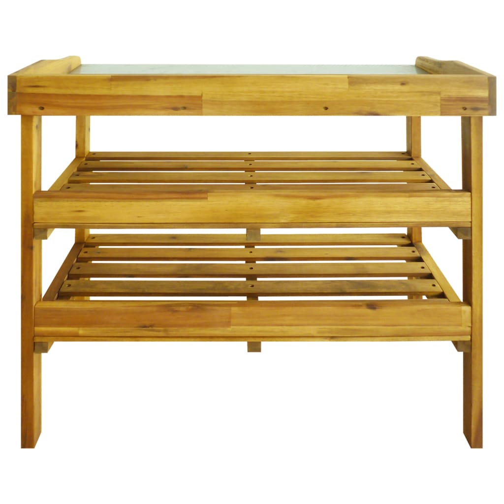 vidaXL Potting Bench with 2 Shelves Solid Acacia Wood and Zinc