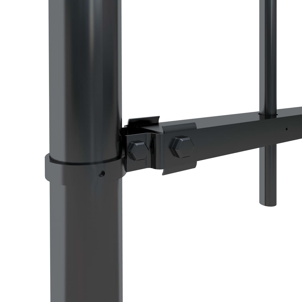 vidaXL Garden Fence with Hoop Top Steel 11.2' Black