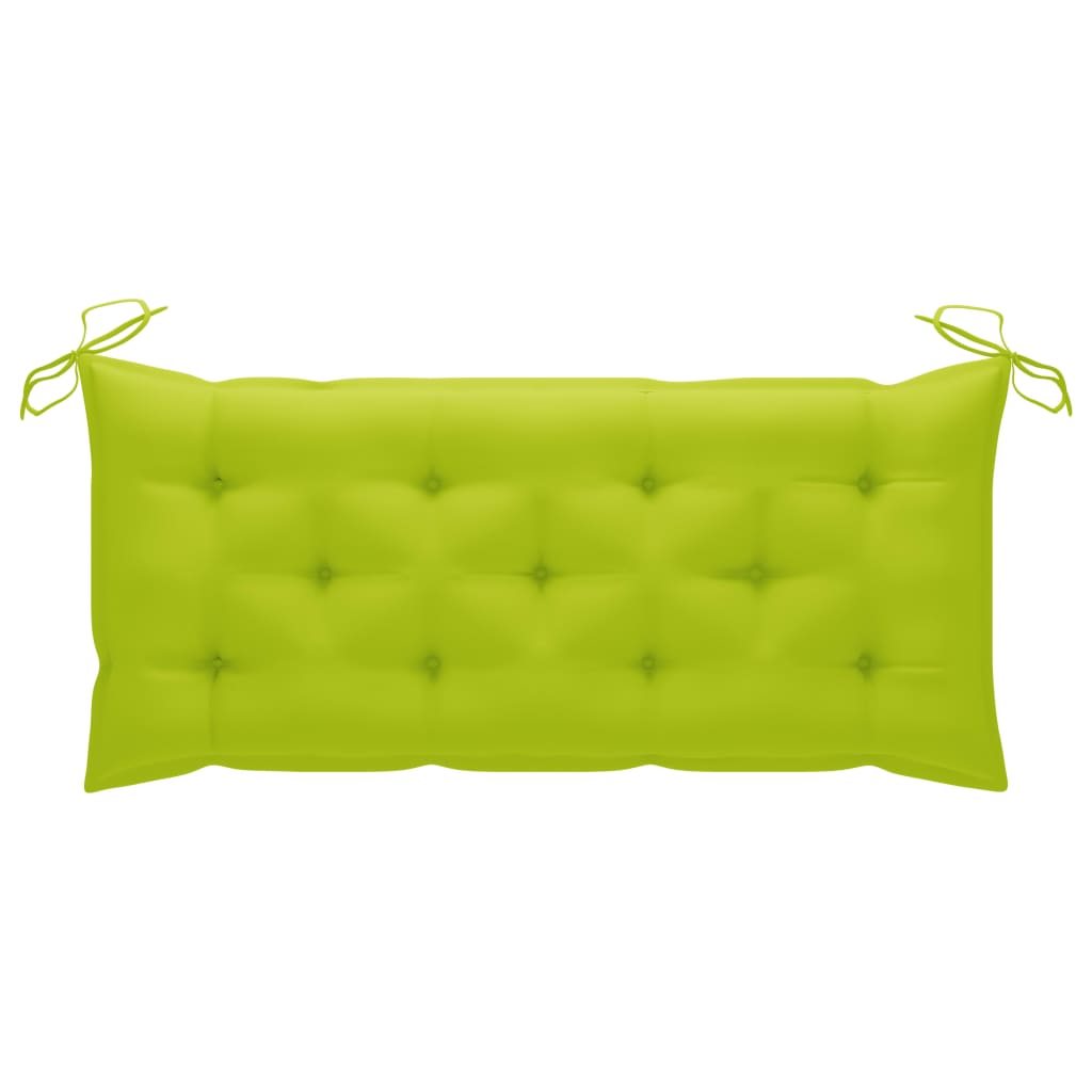 vidaXL Swing Bench with Bright Green Cushion 47.2" Solid Wood Teak