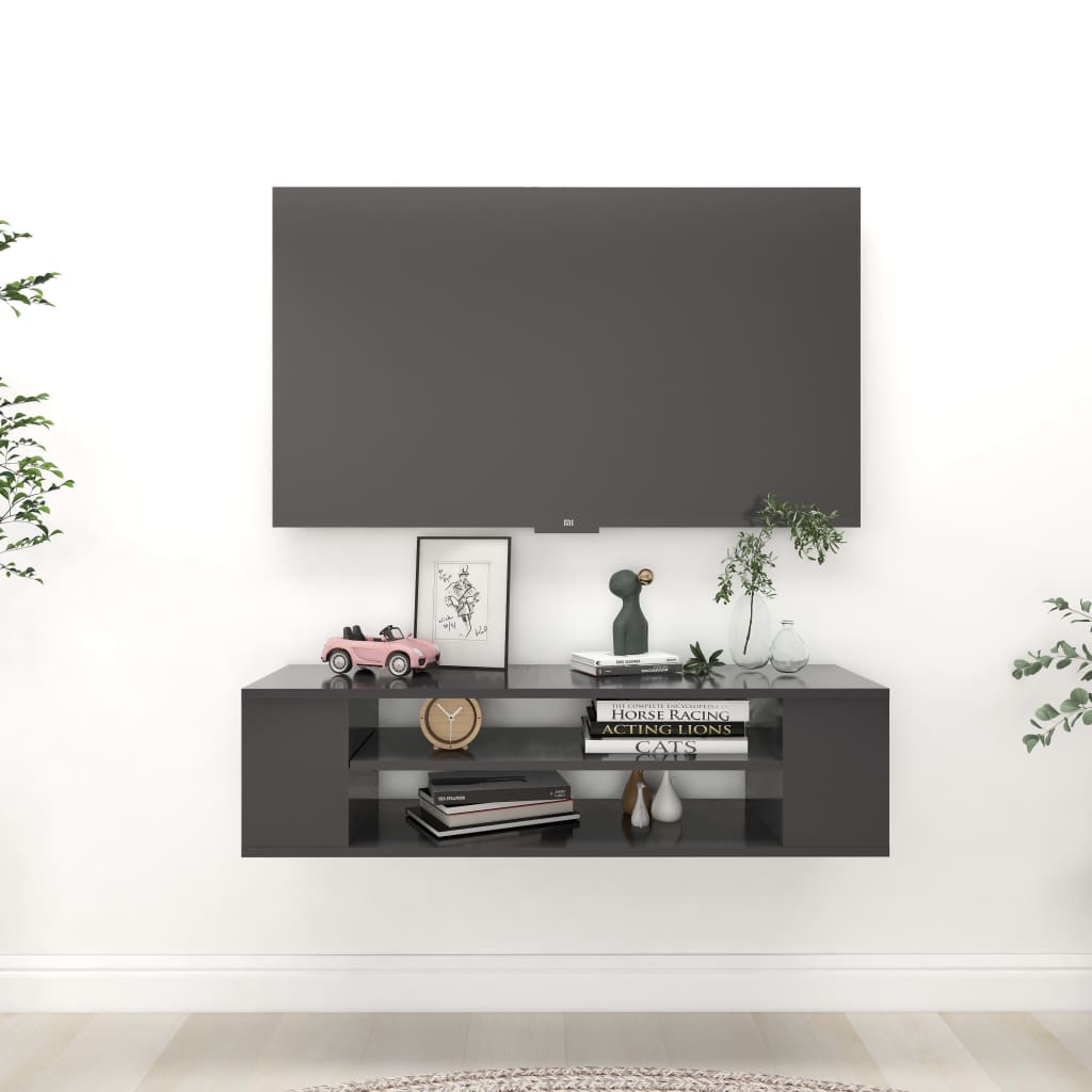 vidaXL Hanging TV Stand Gray 39.4"x11.8"x10.4" Engineered Wood