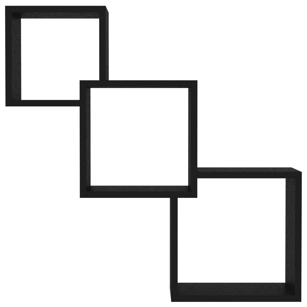 vidaXL Cube Wall Shelves Black 33.3"x5.9"x10.6" Chipboard