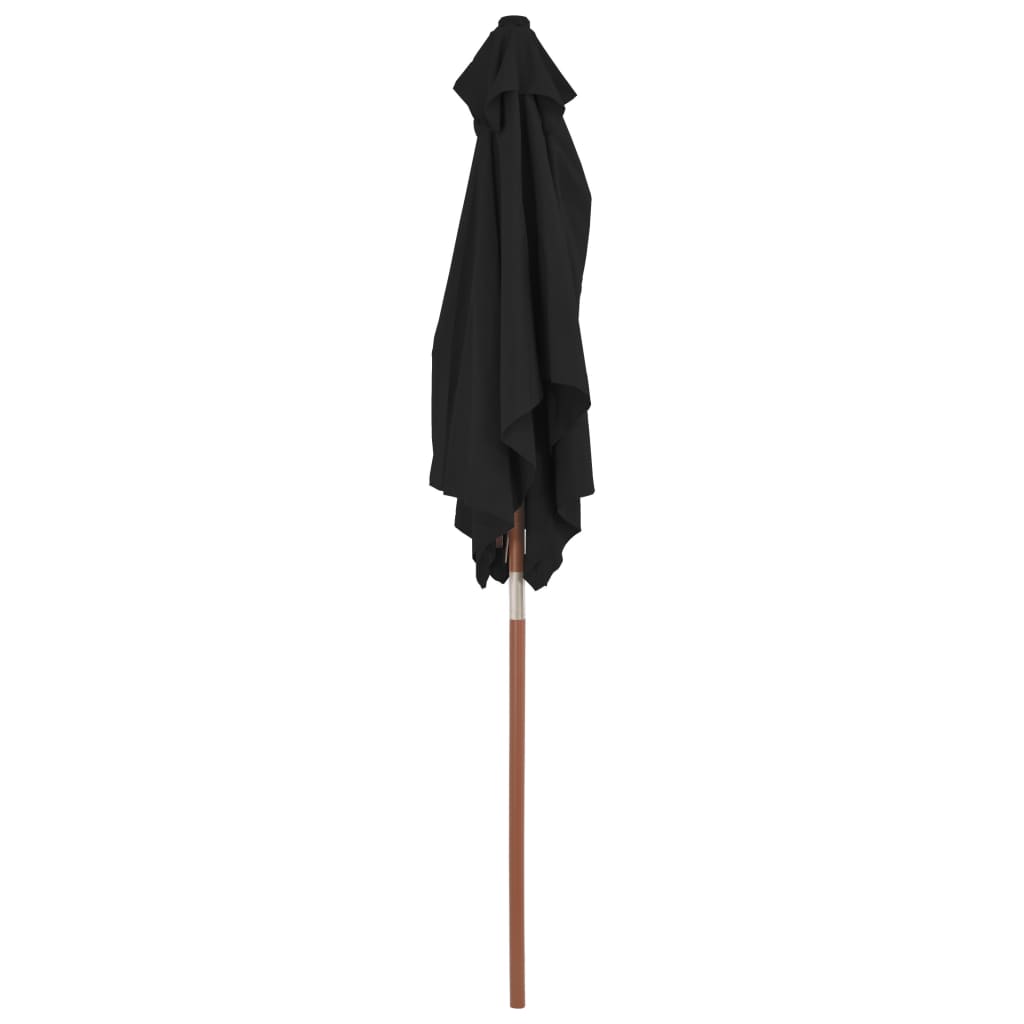 vidaXL Outdoor Parasol with Wooden Pole Black 59.1"x78.7"