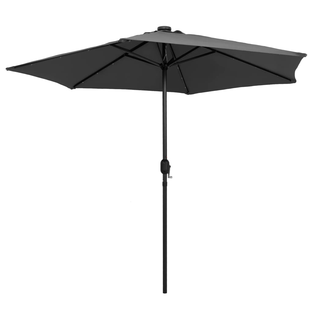 vidaXL Parasol with LED Lights and Aluminum Pole 106.3" Anthracite