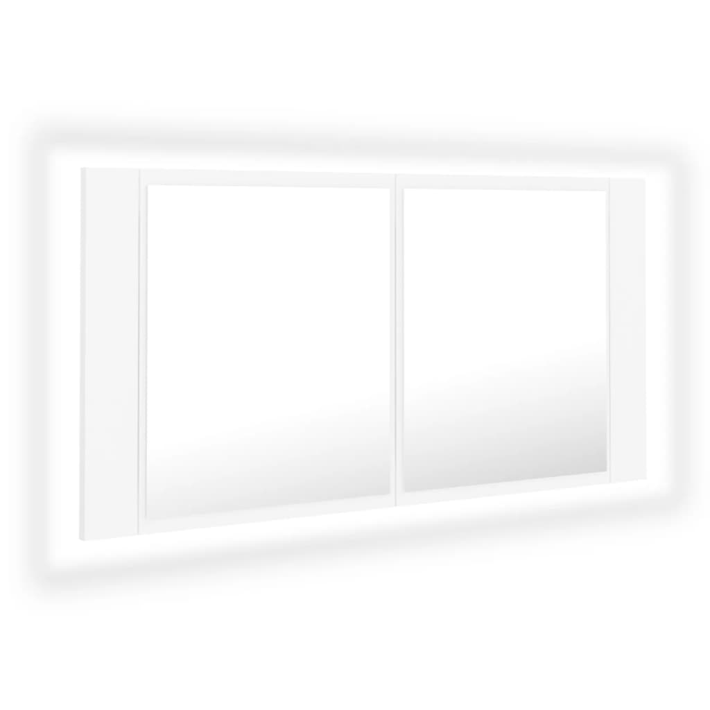 vidaXL LED Bathroom Mirror Cabinet White 35.4"x4.7"x17.7" Acrylic