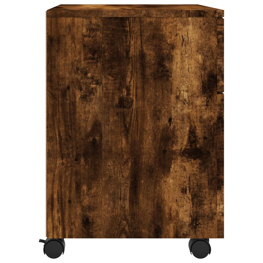vidaXL Mobile File Cabinet with Wheels Smoked Oak 17.7"x15"x21.3" Engineered Wood