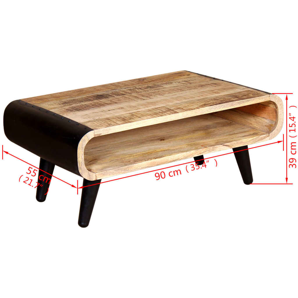 vidaXL Coffee Table Rough Mango Wood 35.4"x21.7"x15.4"