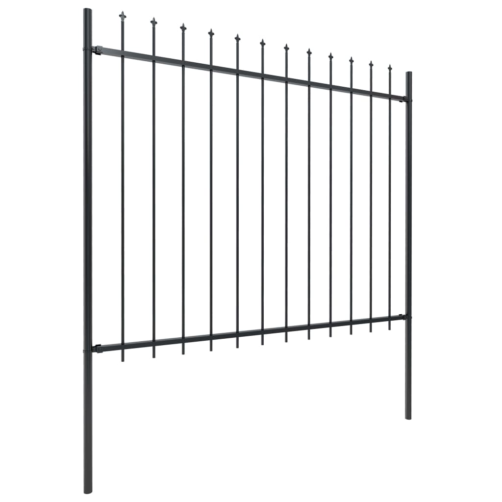 vidaXL Garden Fence with Spear Top Steel 669.3"x59.1" Black