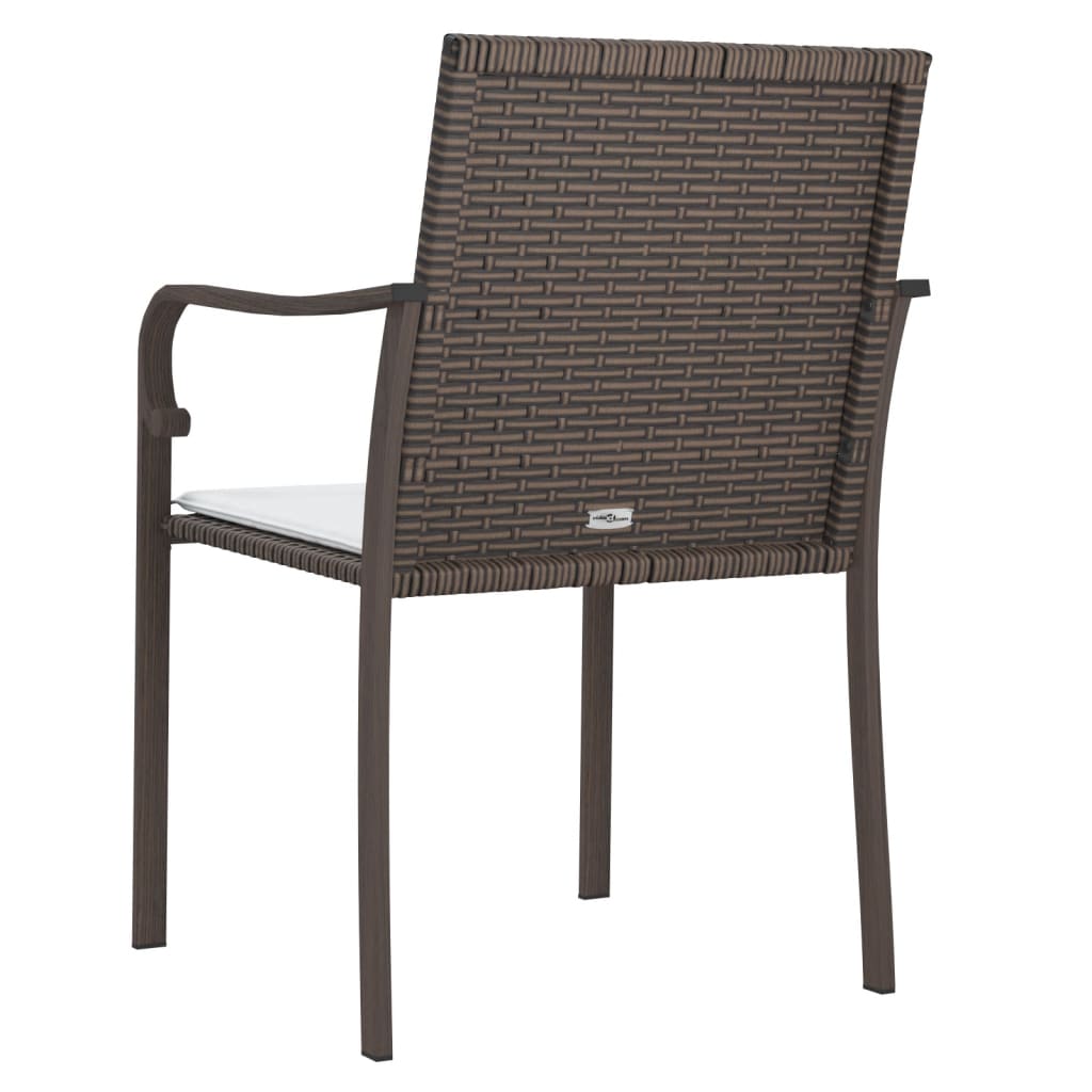 vidaXL Patio Chairs with Cushions 2 pcs Brown 22"x23.2"x33.1" Poly Rattan