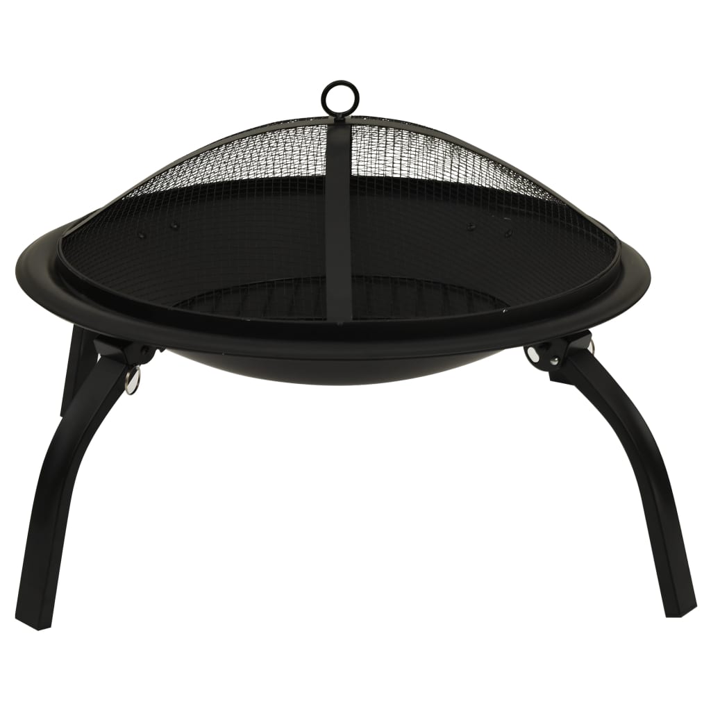 vidaXL 2-in-1 Fire Pit and BBQ with Poker 22"x22"x19.3" Steel