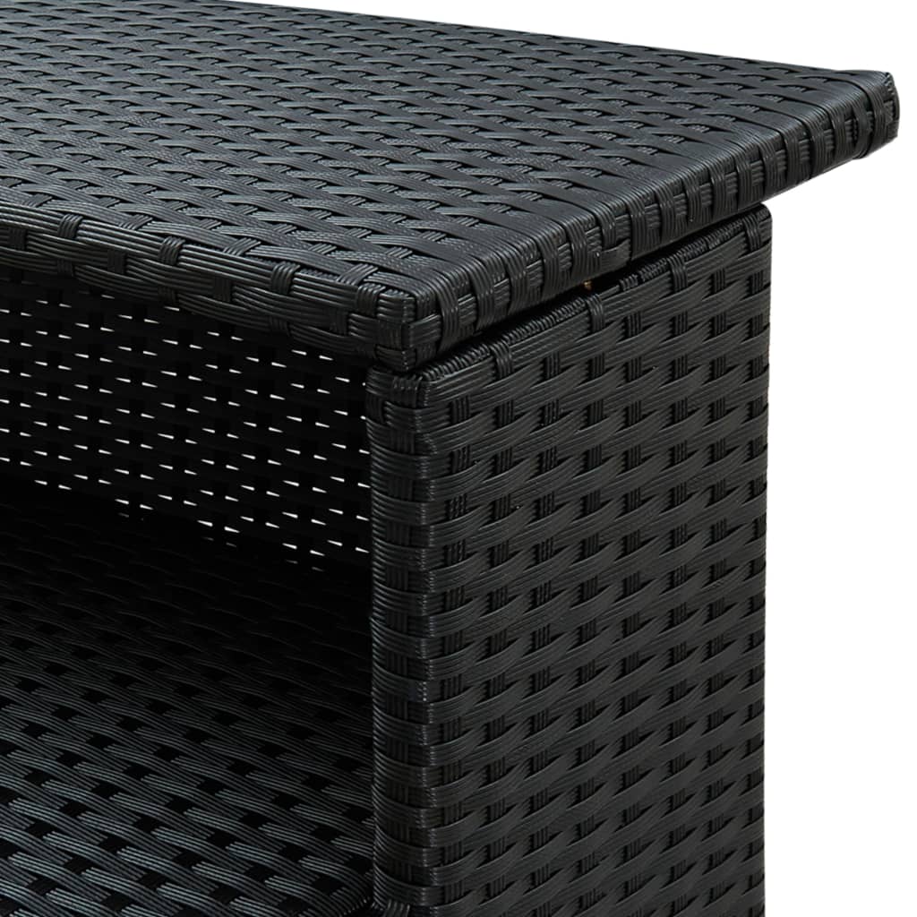 vidaXL 3 Piece Patio Bar Set with Cushions Poly Rattan Black